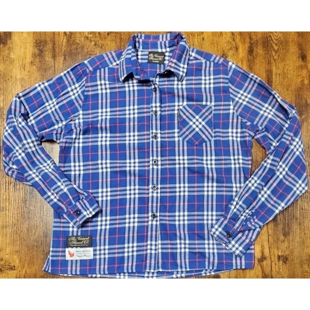 Vermont Flannel Co & Basin Harbor Women's Size Extra Large Blue Plaid Shirt